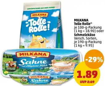 PENNY MILKANA Tolle Rolle 100 g oder Schmelzkäse 190 g Packung Angebot