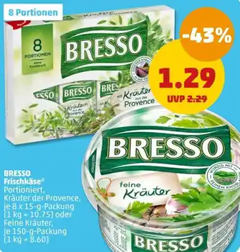 PENNY BRESSO Frischkäse 8x15 g/150 g Packung Angebot