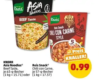 PENNY KNORR Asia Noodles* Beef Taste, je 63-g-Becher Angebot