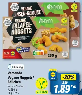 Lidl Vemondo Vegane Nuggets/ Bällchen 250 g Angebot