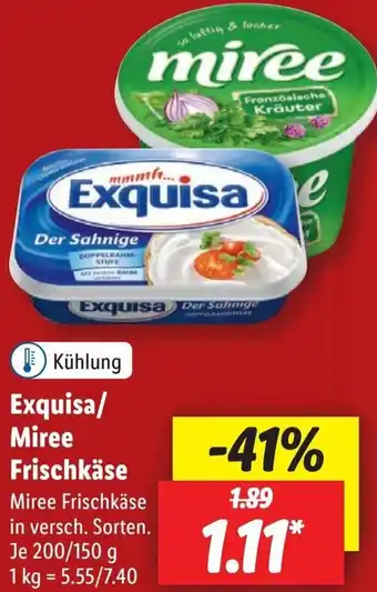 Lidl Exquisa/ Miree Frischkäse 200/150 g Angebot