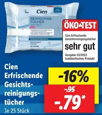 Lidl Cien Erfrischende Gesichtsreinigungstücher 25 Stück Angebot