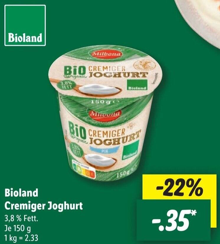 Bioland Cremiger Joghurt 150 g Angebot bei Lidl