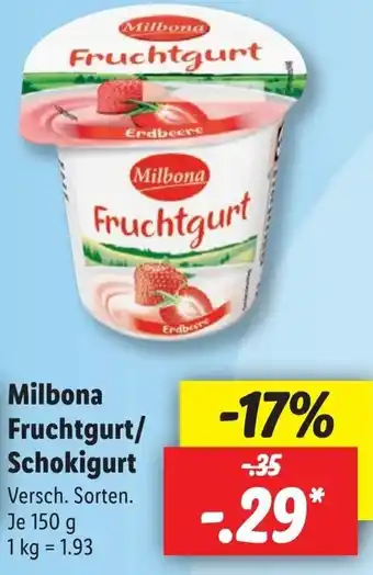 Lidl Milbona Fruchtgurt/ Schokigurt 150 g Angebot