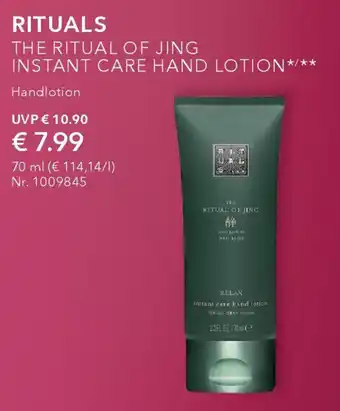 Douglas RITUALS THE RITUAL OF JING INSTANT CARE HAND LOTION Handlotion 70ml Angebot