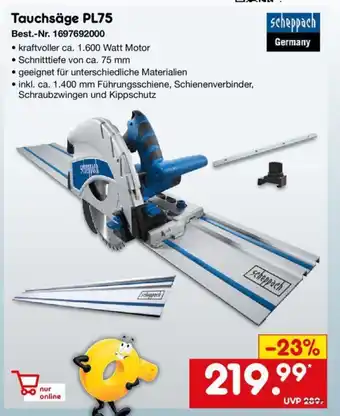 Netto Marken-Discount scheppach Tauchsäge PL75 Angebot