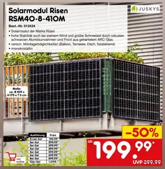 Netto Marken-Discount JUSKYS Solarmodul Risen RSM40-8-410M Angebot