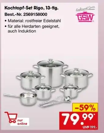 Netto Marken-Discount GSW Kochtopf-Set Rigo, 13-tlg. Angebot