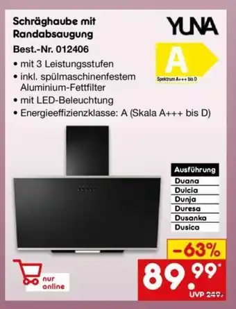 Netto Marken-Discount YUNA Schräghaube mit Randabsaugung Best.-Nr. 012406 Angebot