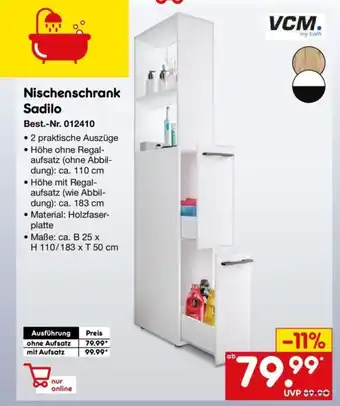 Netto Marken-Discount VCM. Nischenschrank Sadilo Angebot