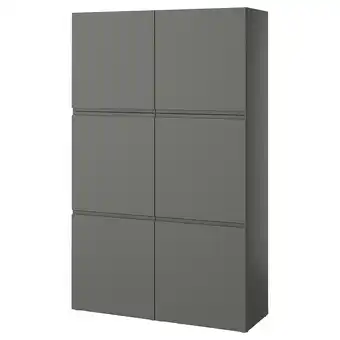 IKEA BestÅ Aufbewahrung mit Türen, dunkelgrau/västerviken dunkelgrau, 120x42x193 cm Angebot