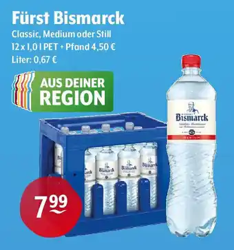 Getränke Hoffmann Fürst Bismarck Classic, Medium oder Still 12 x 1,0L Angebot