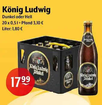 Getränke Hoffmann König Ludwig Dunkel oder Hell 20*500ml Angebot