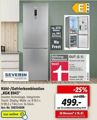 Lidl Severin kühl-/gefrierkombination „kgk 8943“ Angebot