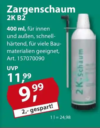 Sonderpreis Baumarkt Zargenschaum 2K B2 400ml Angebot