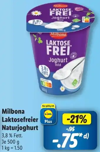 Lidl Milbona Laktosefreier Naturjoghurt 500 g Angebot