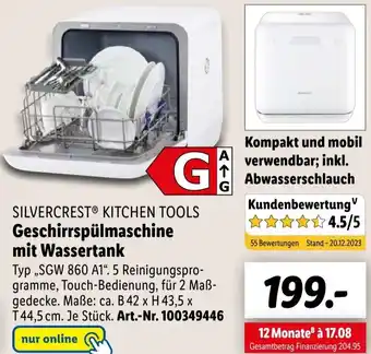 Lidl SILVERCREST KITCHEN TOOLS Geschirrspülmaschine mit Wassertank Angebot