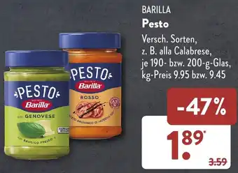 Aldi Süd BARILLA Pesto 190-200 g Glas Angebot