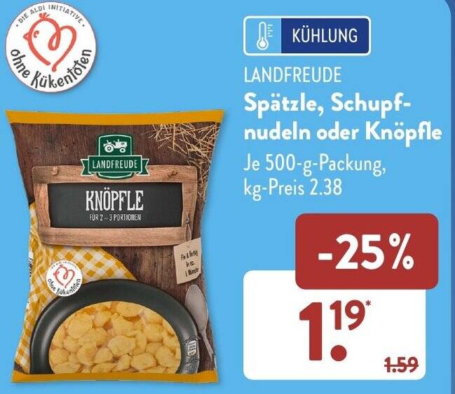 LANDFREUDE Spätzle, Schupfnudeln oder Knöpfle 500 g Packung Angebot bei