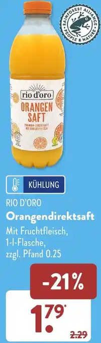 Aldi Süd RIO D'ORO Orangendirektsaft 1 L Flasche Angebot