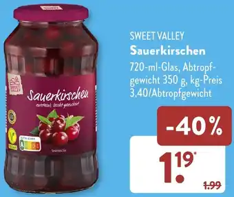 Aldi Süd SWEET VALLEY Sauerkirschen 720 ml Glas Angebot