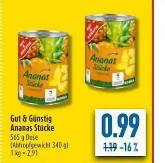 diska Gut & Günstig Ananas Stücke Angebot