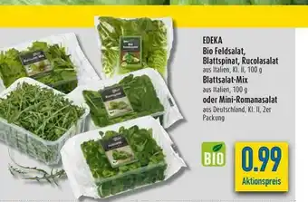 diska Edeka Bio Feldsalat, Blattspinat, Rucolasalt, Blattsalat-Mix Oder Mini-Romanasalat Angebot