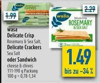 diska Wasa Delicate Crisp, Delicate Crackers Oder Sandwich Angebot