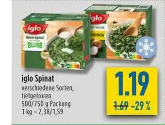 diska Iglo Spinat Angebot