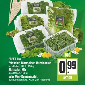 Edeka Edeka Bio Feldsalat, Blattspinat, Rucolasalat, Blattsalat-mix Oder Mini-romanasalat Angebot