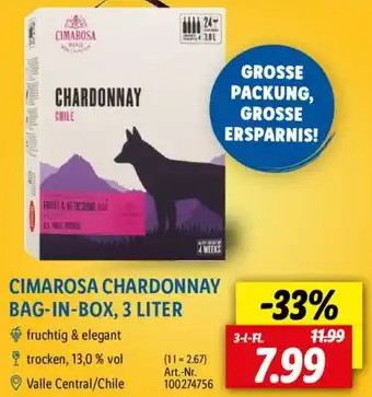 Lidl CIMAROSA CHARDONNAY BAG-IN-BOX, 3 LITER Angebot