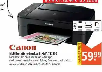 Marktkauf Canon Multifunktionsdrucker Pixma TS3150 Angebot