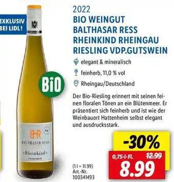 Lidl 2022 BIO WEINGUT BALTHASAR RESS RHEINKIND RHEINGAU RIESLING VDP.GUTSWEIN 0,75 L-Fl. Angebot