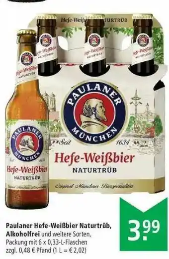 Marktkauf Paulaner Hefe-weißbier Naturtrüb, Alkoholfrei Angebot