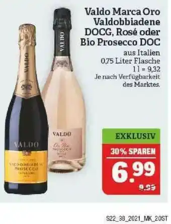 Marktkauf Valdo Marca Oro Valdobbiadene DOCG, Rose Oder Bio Prosecco Doc Angebot