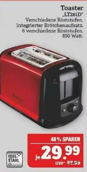 Marktkauf Toaster „lt261d” Angebot