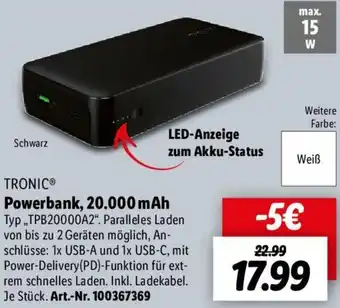 Lidl TRONIC Powerbank, 20.000 mAh Angebot