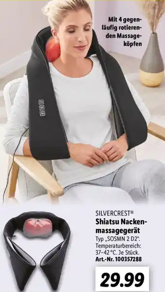 Lidl SILVERCREST Shiatsu Nackenmassagegerät „SOSMN 2 D2" Angebot