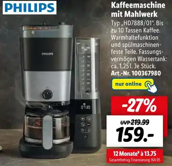 Lidl PHILIPS Kaffeemaschine mit Mahlwerk ,,HD7888/01" Angebot