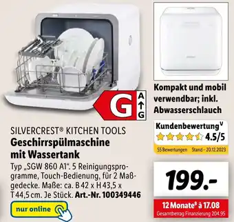 Lidl SILVERCREST KITCHEN TOOLS Geschirrspülmaschine mit Wassertank Angebot