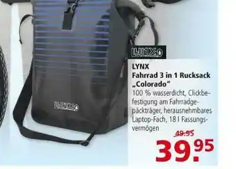 Multi Markt Lynx Fahrrad 3in1 Rucksack „colorado” Angebot