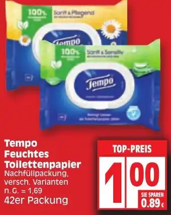 Edeka Tempo Feuchtes Toilettenpapier 42er Packung Angebot