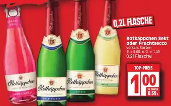 Edeka Rotkäppchen Sekt oder Fruchtsecco 0,2 L Flasche Angebot