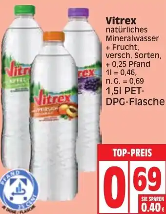 Edeka Vitrex natürliches Mineralwasser 1,5 L Angebot