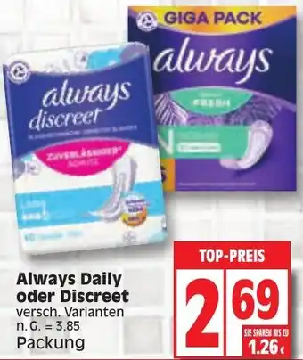 Edeka Always Daily oder Discreet Angebot