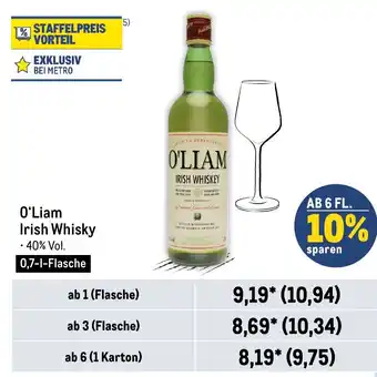 METRO OʻLiam Irish Whisky 0,7-1-Flasche Angebot