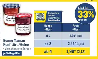 METRO Bonne Maman Konfitüre/Gelee • Verschiedene Sorten je 370-g-Glas Angebot