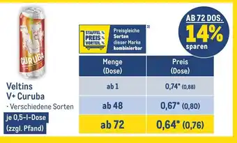 METRO Veltins V+ Curuba • Verschiedene Sorten je 0,5-1-Dose (zzgl. Pfand) Angebot