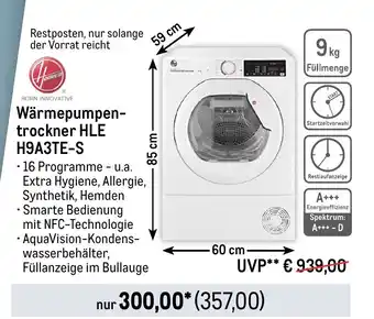 METRO Wärmepumpentrockner HLE H9A3TE-S Angebot