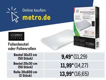 METRO COSO DESIGN Folienbeutel oder Folienrollen Rolle 30x600 cm (2 Stück) Angebot